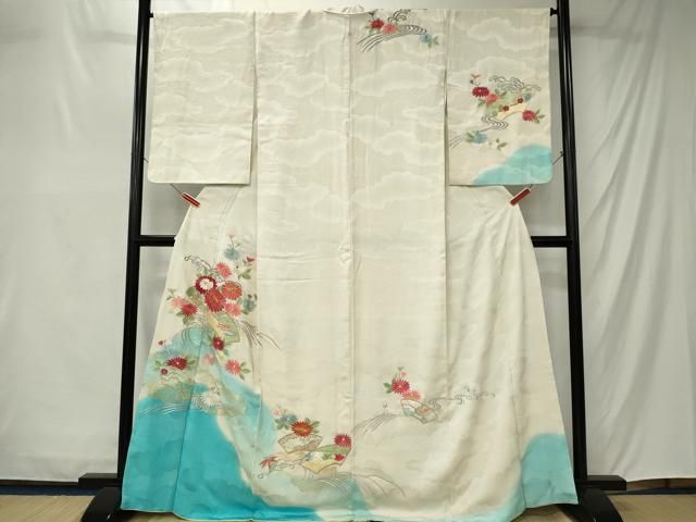 平和屋着物■訪問着 駒刺繍 立波地紙花文 暈し染め 金銀糸 正絹 逸品 CABL5810ou