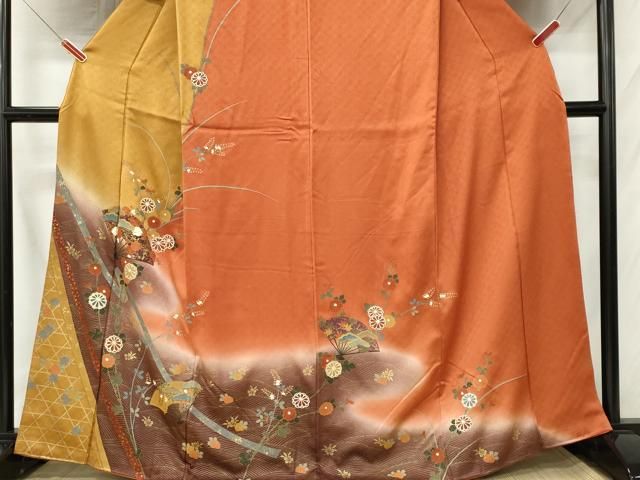 平和屋着物■訪問着 立波扇面花文 暈し染め 正絹 逸品 CABL5808ou