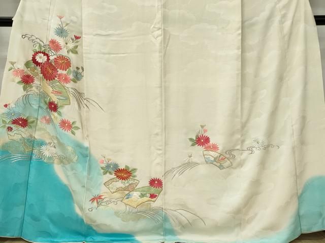 平和屋着物■訪問着 駒刺繍 立波地紙花文 暈し染め 金銀糸 正絹 逸品 CABL5810ou