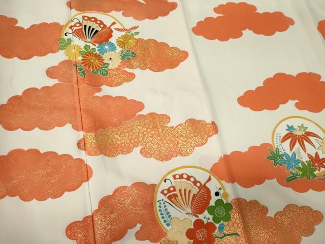 平和屋着物■訪問着 駒刺繍 雲取り花鳥丸文 金彩 正絹 逸品 CABL5813ou