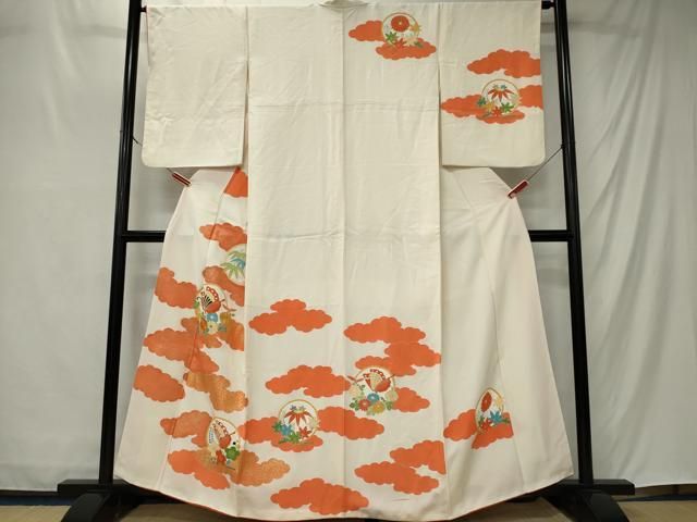 平和屋着物■訪問着 駒刺繍 雲取り花鳥丸文 金彩 正絹 逸品 CABL5813ou