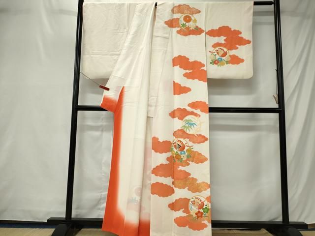 平和屋着物■訪問着 駒刺繍 雲取り花鳥丸文 金彩 正絹 逸品 CABL5813ou