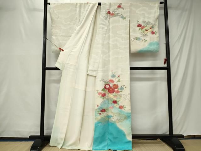 平和屋着物■訪問着 駒刺繍 立波地紙花文 暈し染め 金銀糸 正絹 逸品 CABL5810ou