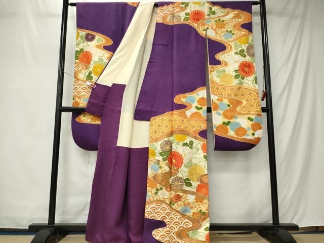 平和屋着物■豪華振袖 駒刺繍 道長花唐草文 金彩 正絹 逸品 CABL5796ou