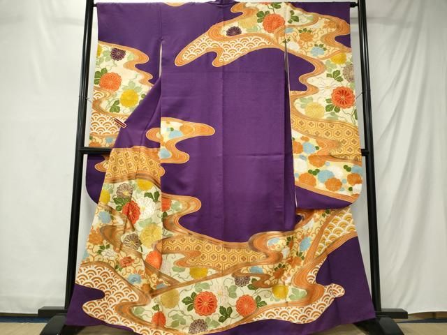 平和屋着物■豪華振袖 駒刺繍 道長花唐草文 金彩 正絹 逸品 CABL5796ou