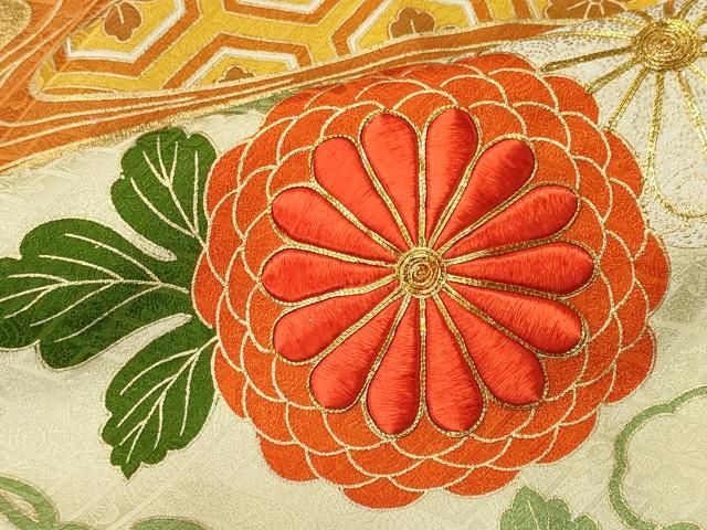 平和屋着物■豪華振袖 駒刺繍 道長花唐草文 金彩 正絹 逸品 CABL5796ou