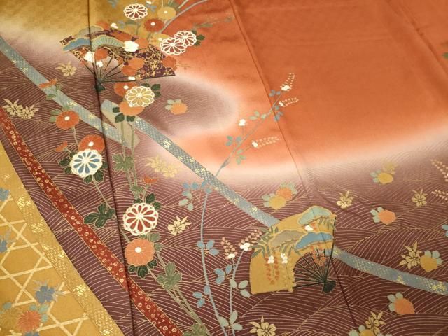 平和屋着物■訪問着 立波扇面花文 暈し染め 正絹 逸品 CABL5808ou