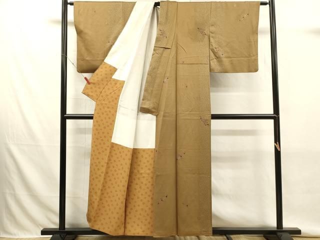 平和屋着物■上質な小紋 枝花 金彩 正絹 逸品 DABK9791cd