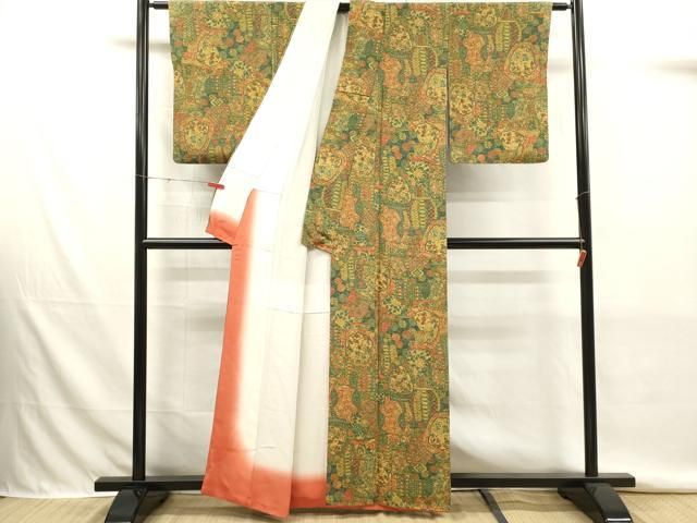 平和屋着物■上質な小紋 吉祥人物花文 正絹 逸品 DABK9780cd