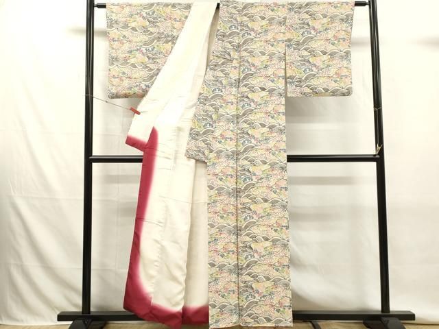 平和屋着物■上質な小紋 荒波花文 正絹 逸品 DABK9788cd