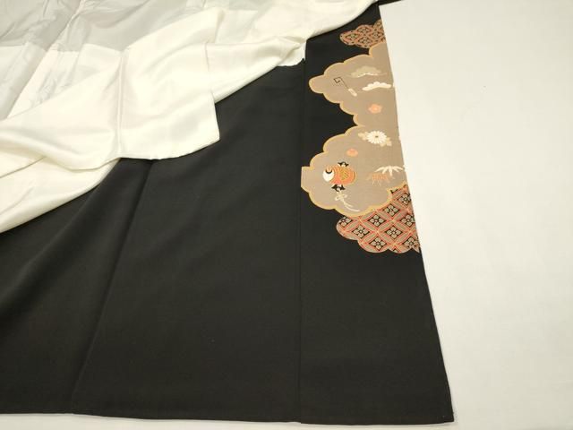 平和屋着物■豪華黒留袖 駒刺繍 雲重ね吉祥飛鶴文 宝尽くし 金彩 正絹 逸品 DABK9784cd