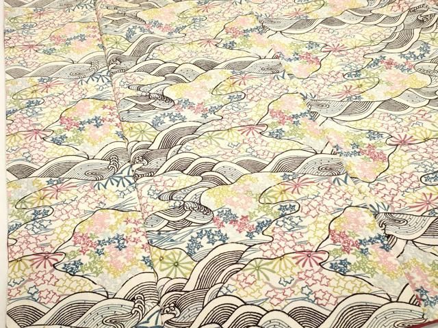 平和屋着物■上質な小紋 荒波花文 正絹 逸品 DABK9788cd