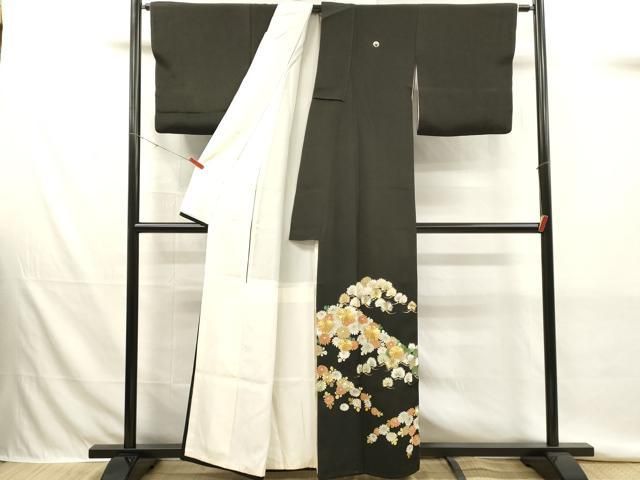 平和屋着物■豪華黒留袖 駒刺繍 草花松葉文 金銀彩 正絹 逸品 DABK9809cd
