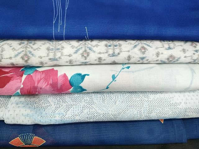平和屋本店■夏物 小紋 絽 紗 洗える着物 まとめて20点 花柄 蝶 風景 手描き 着用可能多数 ppp0035