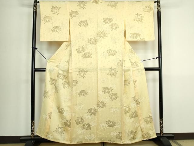 平和屋着物▽上質な小紋 単衣 手描き 草花文 正絹 逸品 DABK9954cd