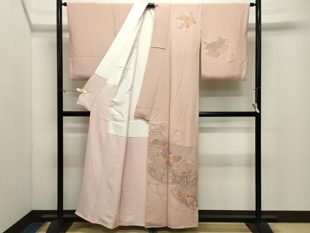 平和屋着物●中国三大刺繍 スワトウ刺繍 総刺繍 訪問着 絵巻御所車花文 正絹 逸品 CABM5279gh
