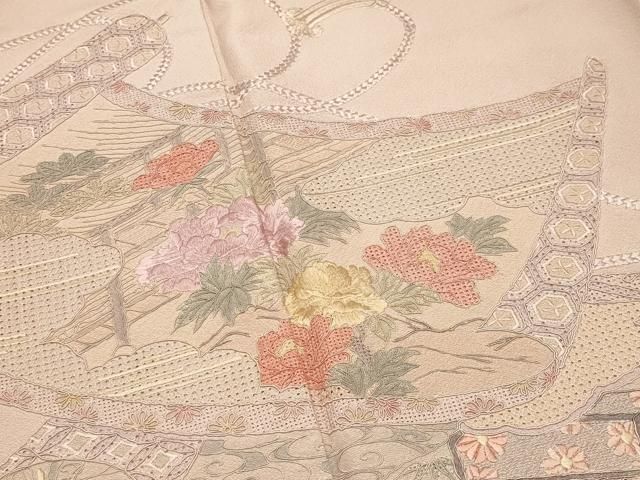 平和屋着物●中国三大刺繍 スワトウ刺繍 総刺繍 訪問着 絵巻御所車花文 正絹 逸品 CABM5279gh