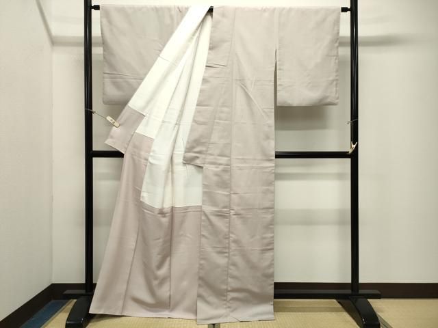 平和屋着物●上質なお召 色無地 枯野色 正絹 逸品 CABM5325gh
