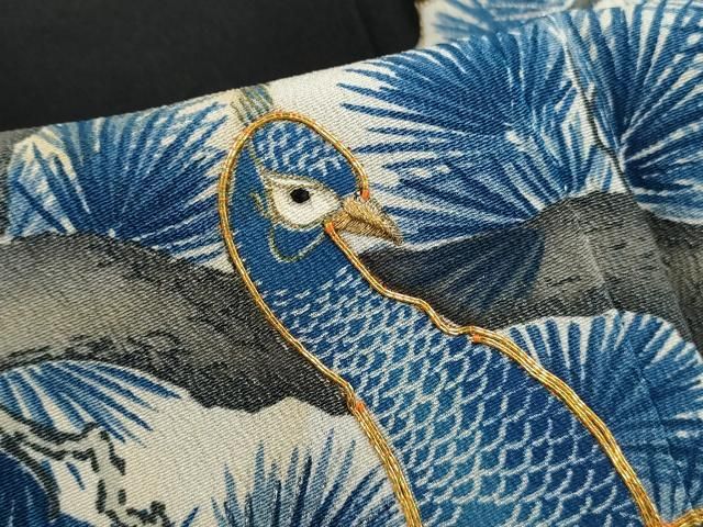 平和屋着物■豪華黒留袖 駒刺繍 孔雀花文 牡丹 金彩 正絹 逸品 DABL3026qa