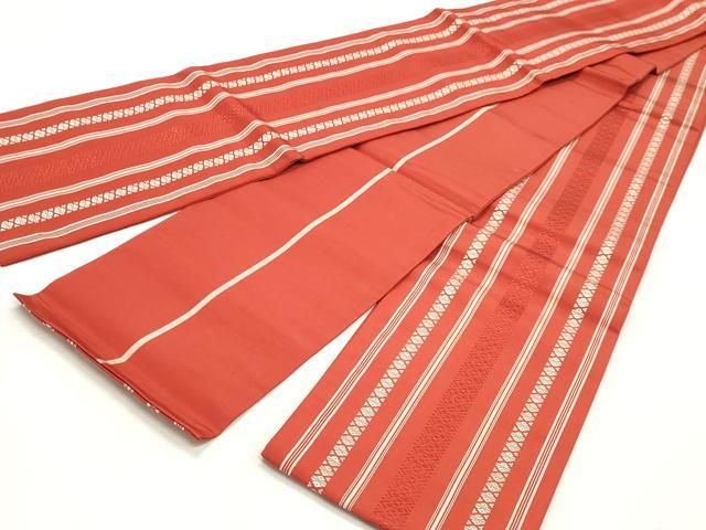 平和屋着物◎本場筑前博多織 半幅帯 献上 証紙付き 正絹 逸品 DABK8788cm