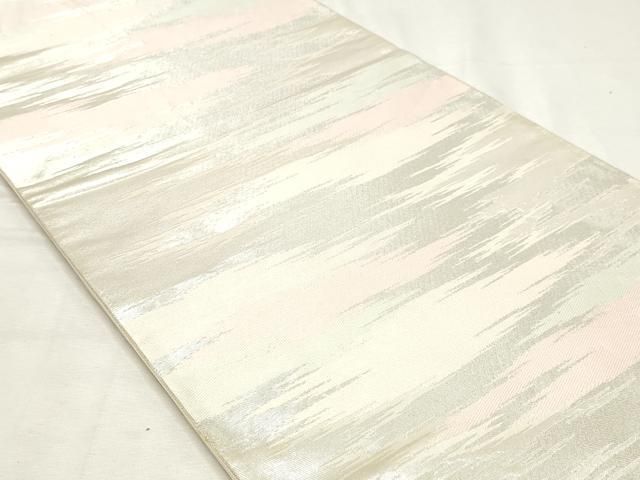 平和屋着物◎六通柄袋帯 霞文 銀糸 鈴乃屋扱い 正絹 逸品 DABK8798cm