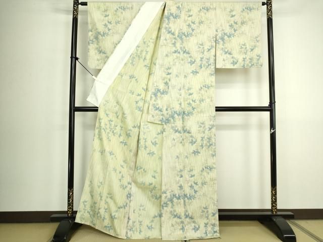 平和屋着物▽上質な紬 単衣 枝花文 正絹 逸品 DABK9970cd