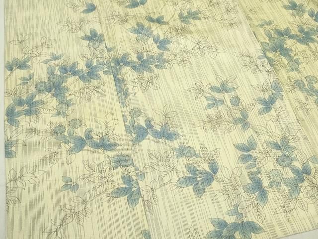 平和屋着物▽上質な紬 単衣 枝花文 正絹 逸品 DABK9970cd