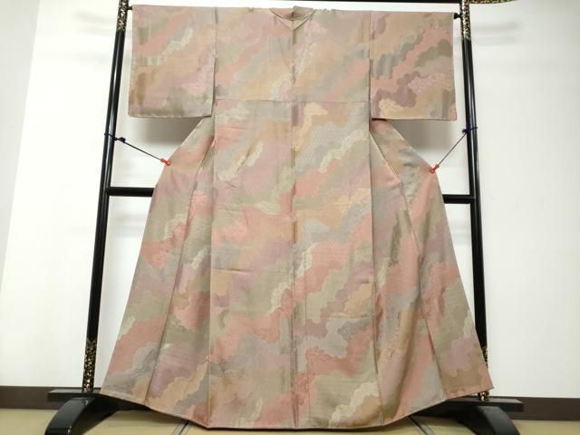平和屋着物●上質な小紋 地紋起こし 道長草花文 正絹 逸品 未使用 DABK0872ud