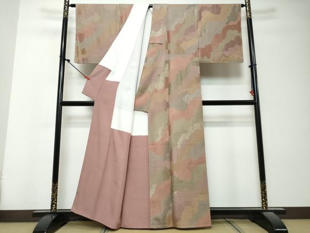 平和屋着物●上質な小紋 地紋起こし 道長草花文 正絹 逸品 未使用 DABK0872ud
