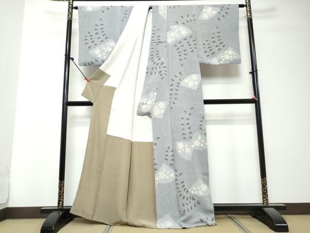 平和屋着物●上質な小紋 辻が花 鬼しぼ縮緬 正絹 逸品 DABK0894ud