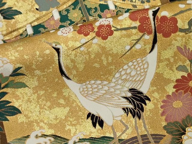 平和屋着物■豪華黒留袖 駒刺繍 人物群鶴風景文 金彩 正絹 逸品 CABL5850ou