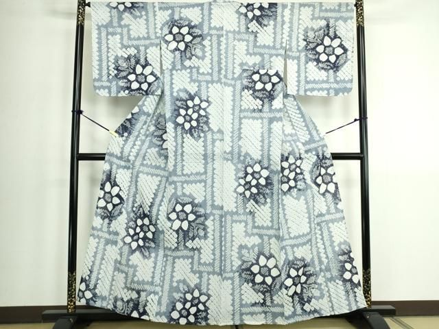 平和屋着物∴夏物 浴衣 有松鳴海絞り 幾何学花文 綿 逸品 DABK9999cd