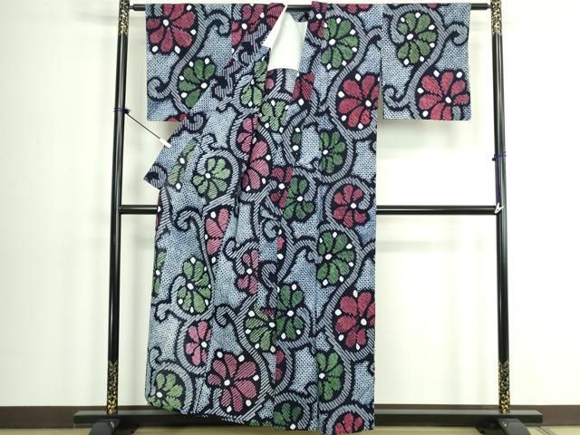 平和屋着物∴夏物 浴衣 有松鳴海絞り 花唐草文 綿 逸品 DABL4002cd