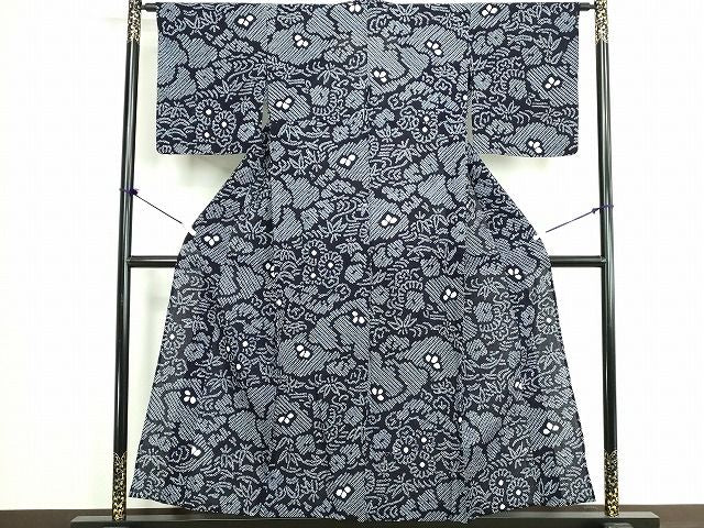 平和屋着物∴夏物 浴衣 有松鳴海絞り 草花文 綿 逸品 DABK9988cd