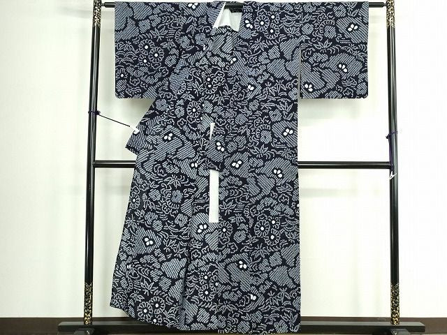 平和屋着物∴夏物 浴衣 有松鳴海絞り 草花文 綿 逸品 DABK9988cd