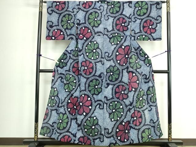 平和屋着物∴夏物 浴衣 有松鳴海絞り 花唐草文 綿 逸品 DABL4002cd