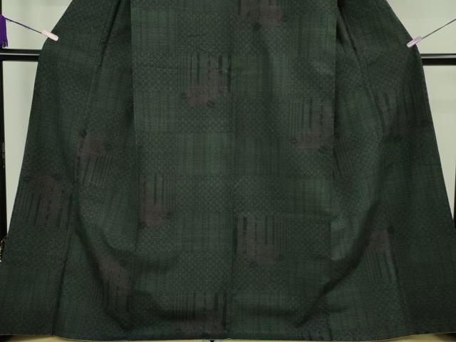 平和屋本店●極上 本場結城紬 重要無形文化財 100亀甲 井上商事謹製 椿 百入茶色地 証紙付き 逸品 DZAB7048kh6