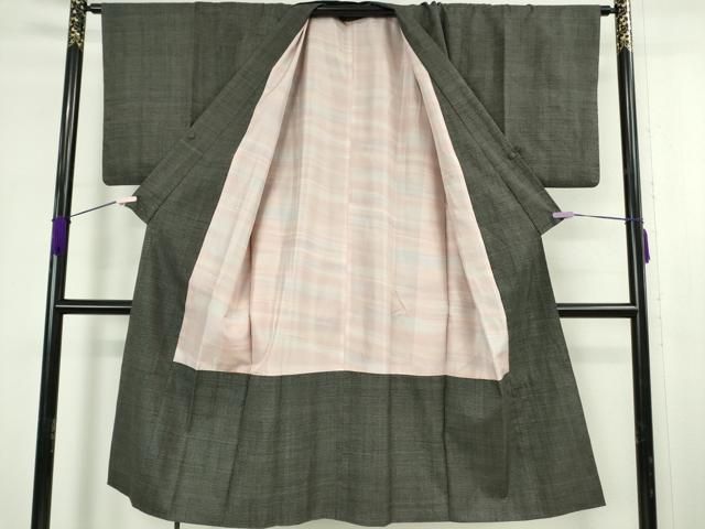 平和屋本店∞希少 本場結城紬 重要無形文化財 道中着 ロング丈 160亀甲 総詰め 檳榔子染色地 反端付き 逸品 DZAB6738kh6