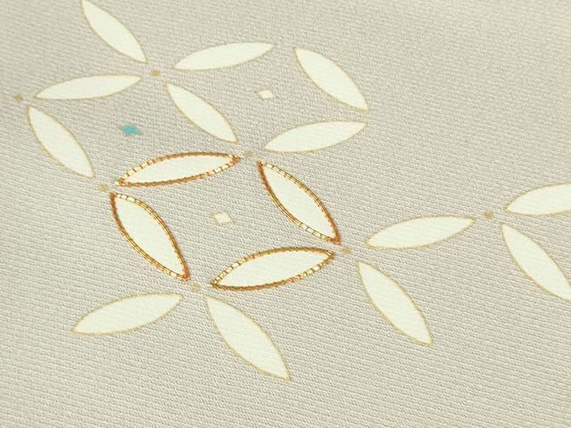 平和屋本店●極上 訪問着 駒刺繍 七宝文 灰桜色地 金彩 逸品 DZAB6831kh6