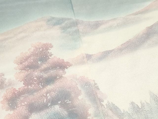 平和屋着物▼付下げ 解き反物 着尺 彩美織 樹林文 暈し染め 逸品 DABK9381zy