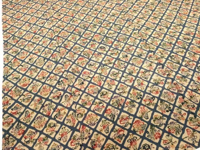 平和屋着物▽上質な小紋 単衣 型染め 茶器 鬼しぼ縮緬 正絹 逸品 DABL4062cd