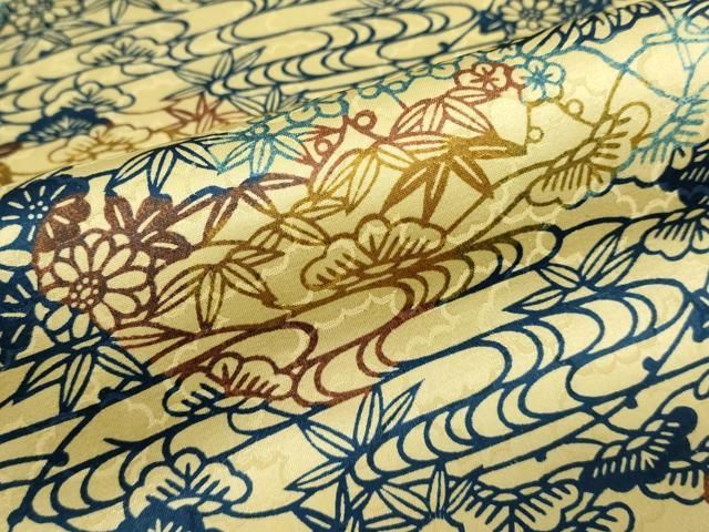 平和屋着物▽上質な小紋 単衣 型染め 流水花文 松竹梅 正絹 逸品 DABL4048cd