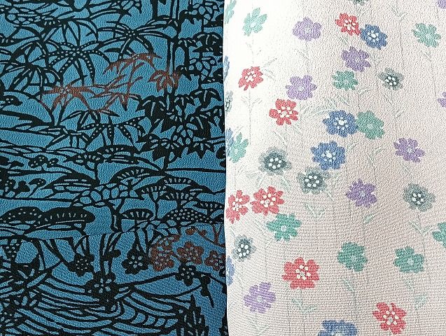 平和屋着物■着物 小紋 単衣 まとめて 20点 向い蝶 風景 花柄 型染 暈染 洗える着物 和服 ハンドメイド リメイク 生地 未使用品有 mmm1642