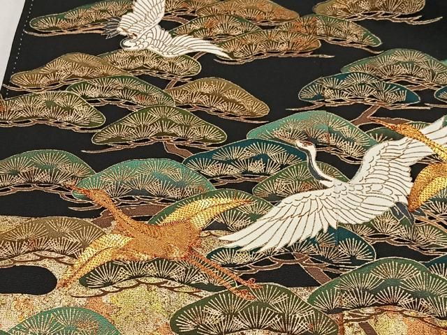 平和屋着物■豪華黒留袖 駒刺繍 流水飛鶴松文 金彩 鈴乃屋扱い 正絹 逸品 CABN9203ua