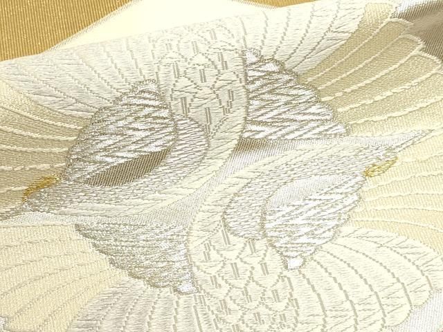 平和屋本店▼六通柄袋帯 唐織 双鶴亀甲花文 綴本金箔 正絹 逸品 DABK5837sf