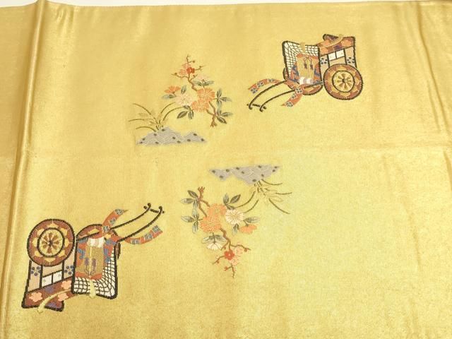 平和屋本店●太鼓柄袋帯 王朝四季文 本金箔 障碧箔桃山 金泥箔 正絹 逸品 DABK5839sf