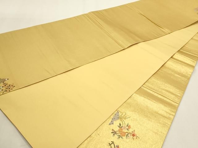 平和屋本店●太鼓柄袋帯 王朝四季文 本金箔 障碧箔桃山 金泥箔 正絹 逸品 DABK5839sf
