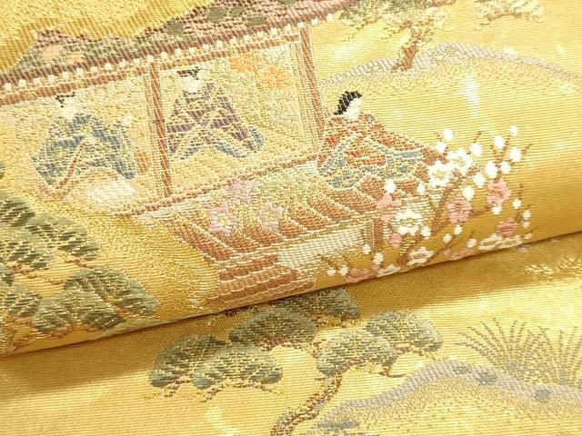 平和屋本店●太鼓柄袋帯 王朝四季文 本金箔 障碧箔桃山 金泥箔 正絹 逸品 DABK5839sf