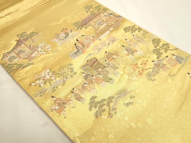 平和屋本店●太鼓柄袋帯 王朝四季文 本金箔 障碧箔桃山 金泥箔 正絹 逸品 DABK5839sf