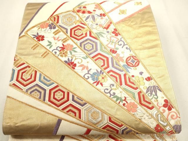 平和屋本店▼六通柄袋帯 唐織 能衣裳文 本金織 正絹 逸品 DABK5874sf